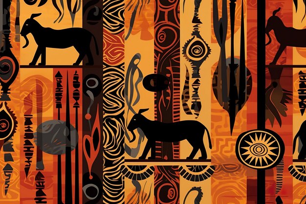 Foto diseño plano patrón africano ilustración generativa ai