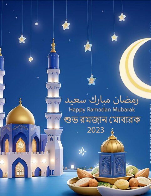 diseño plano ramadan kareem fondo ai generado