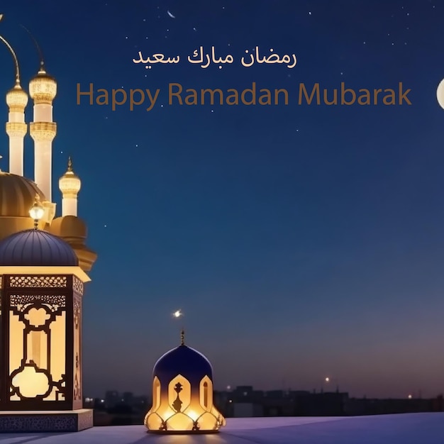 diseño plano ramadan kareem fondo ai generado