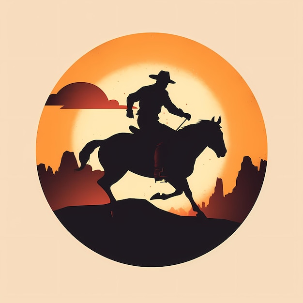 diseño plano vaquero silueta ilustración camiseta diseño