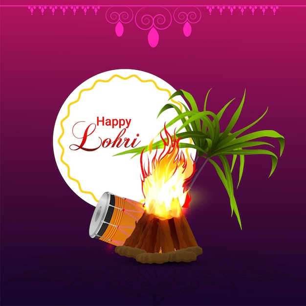 Foto diseño plano vectorial libre concepto de lohri