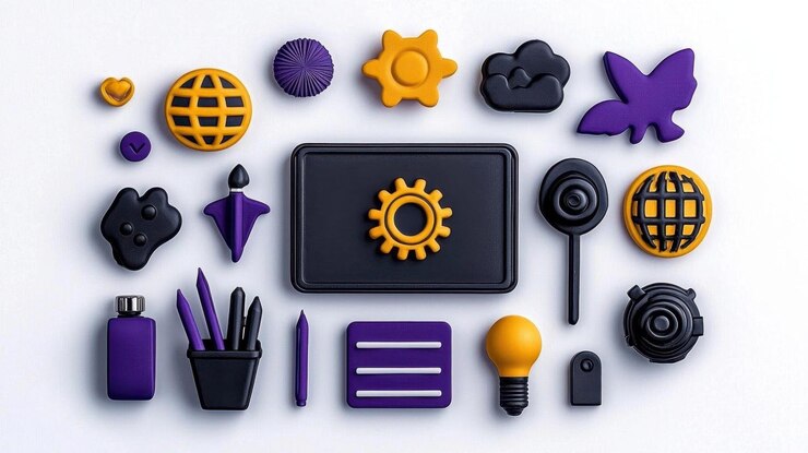 Foto un diseño plano vibrante que representa herramientas digitales para la gestión de activos y la participación en las redes sociales en una interfaz moderna y limpia