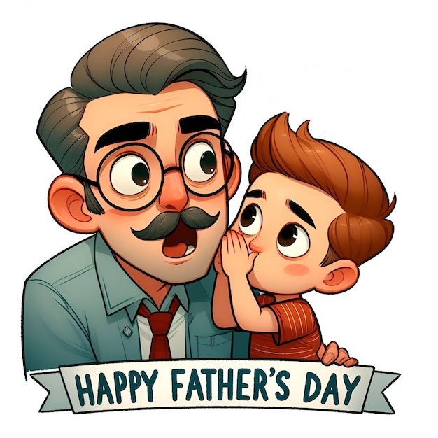 Diseño de plantilla de Feliz Día del Padre Foto de dibujos animados de padre e hijo juntos Generado por IA