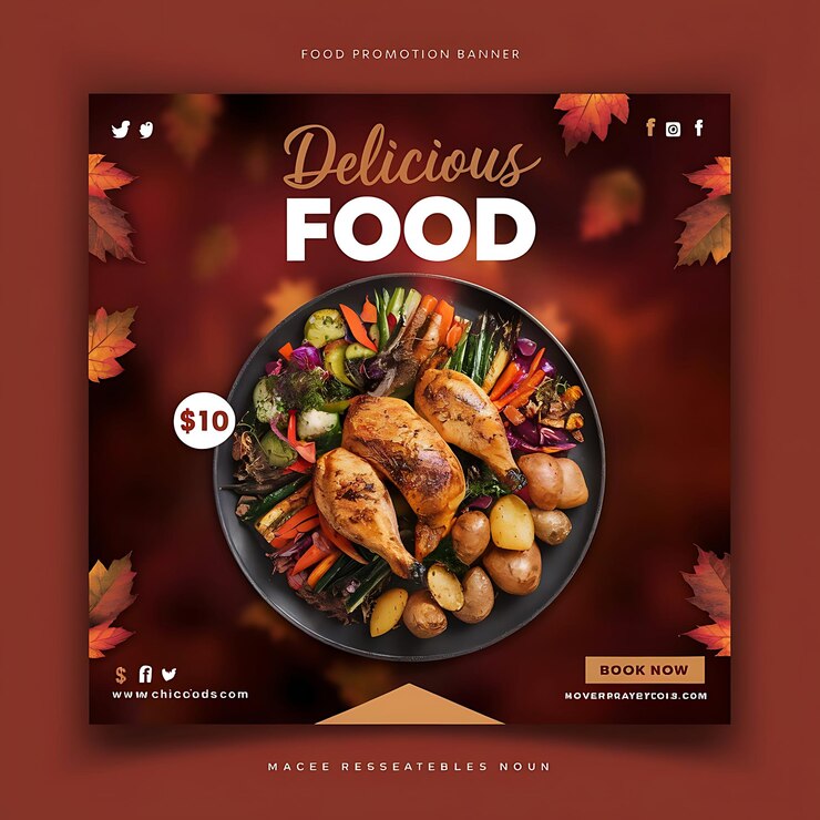 Diseño de plantillas de carteles web de restaurantes y menús de comida deliciosa