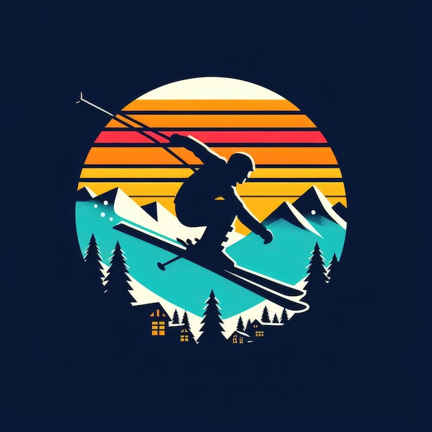 Diseño de plantillas de logotipos de deportes de invierno de snowboard de colores