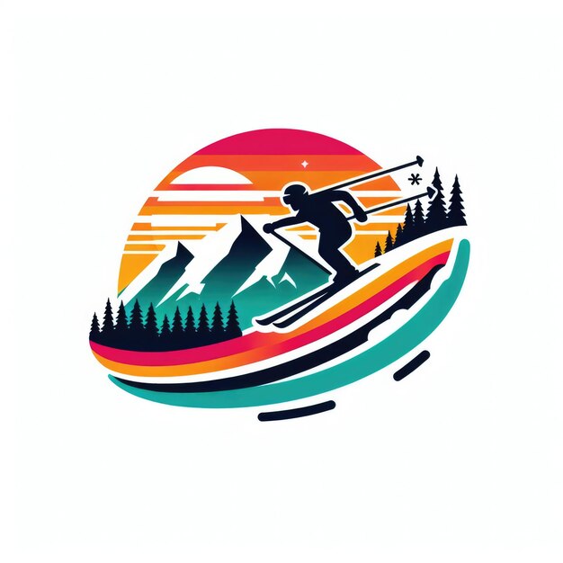 Foto diseño de plantillas de logotipos de deportes de invierno de snowboard de colores
