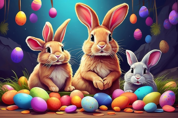 Diseño de plantillas de lunes de Pascua con conejos y huevos para historias de redes sociales