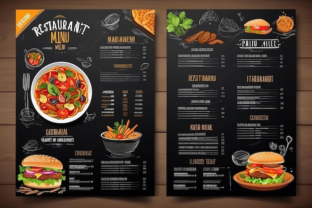 Foto diseño de plantillas de menús de restaurantes folleto de alimentos folleto