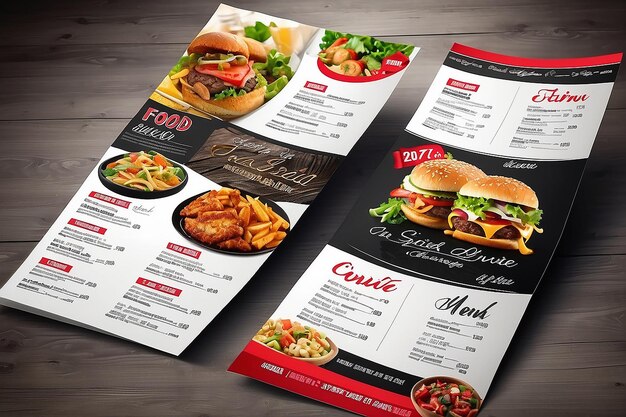 Foto diseño de plantillas de menús de restaurantes folleto de alimentos folleto