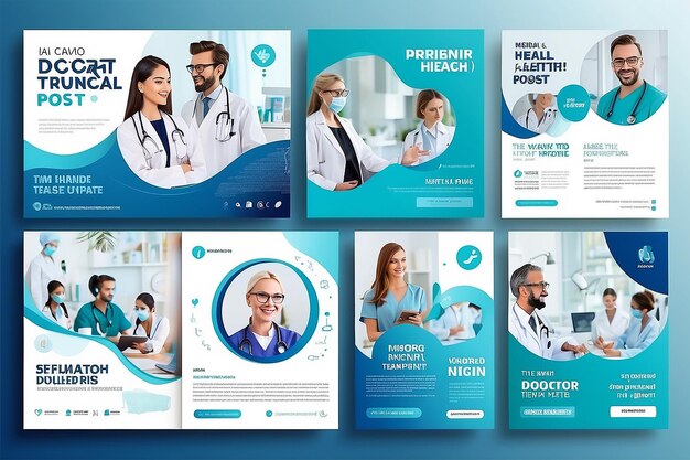 Foto diseño de plantillas de publicaciones médicas en redes sociales para el vector de banners de médicos de tratamiento de salud