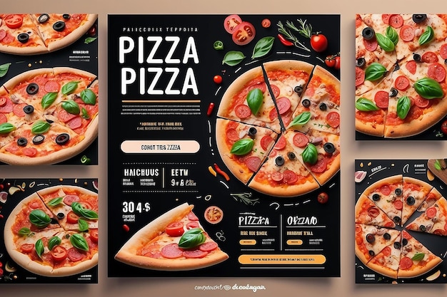 Diseño de plantillas de publicaciones de redes sociales para pizzas deliciosas