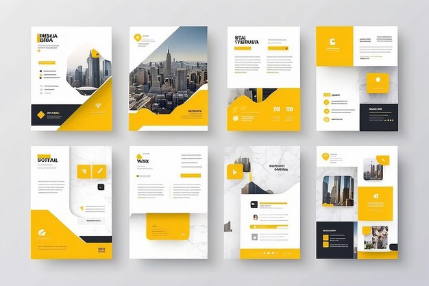 Foto diseño de plantillas de redes sociales limpias y simples con color de fondo blanco y algunos bloques de color amarillo adecuados para la construcción o promoción de la marca