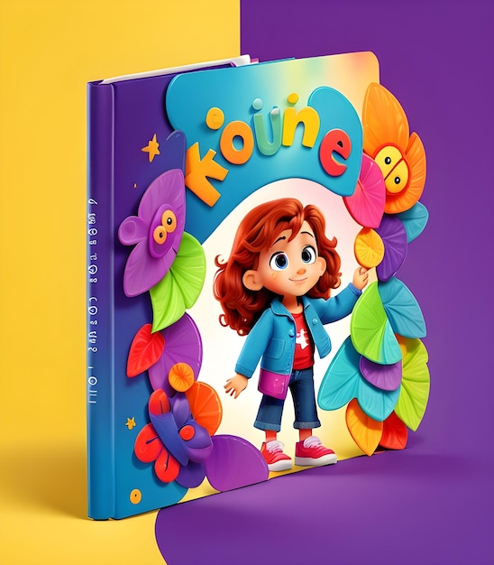 Foto diseño de portada para libros infantiles con accesorios escolares.