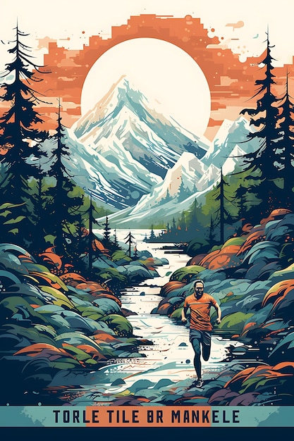 Diseño de póster de 10 Mile Trail Run Endurance y Nature Earthy y Rugged Col Vector 2D Tinta plana