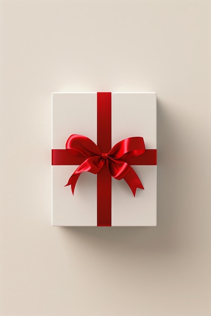 Un diseño de póster 3D con una caja de regalo blanca estilizada