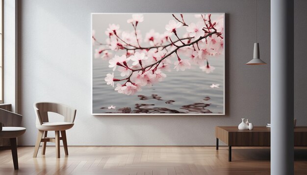 Un diseño de póster 3D de un solo pétalo de cerezo en flor perfectamente formado