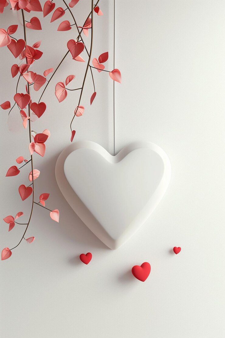 Diseño de póster de día blanco romántico en 3D mínimo