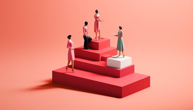 un diseño de póster minimalista en 3D que retrata una simple representación estilizada de un podio