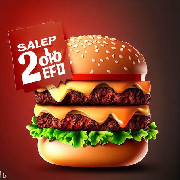 Diseño de póster de venta de hamburguesas e imagen gratis con fondo colorido.
