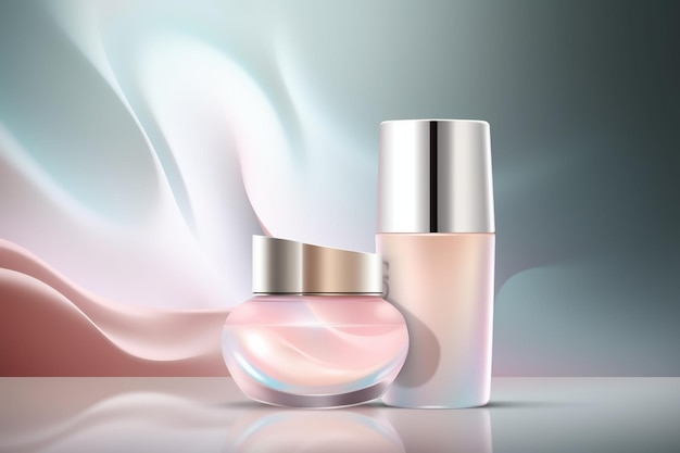 Diseño de productos cosméticos con fondo abstracto Anuncios cosméticos o diseño de pancartas