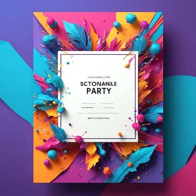 Foto diseño profesional y creativo de tarjetas de invitación para fiestas vibrantes