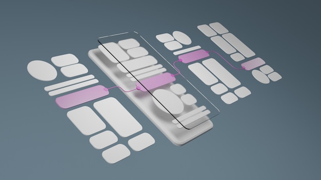 Foto diseño de prototipo de desarrollo de aplicaciones de diagrama de flujo de interfaz de usuario ux.concepto de experiencia de usuario.