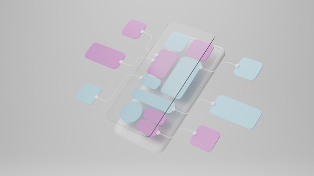 Foto diseño de prototipo de desarrollo de aplicaciones de diagrama de flujo de interfaz de usuario ux.concepto de experiencia de usuario.