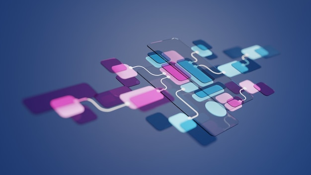 Foto diseño de prototipo de desarrollo de aplicaciones de diagrama de flujo de interfaz de usuario ux.concepto de experiencia de usuario.