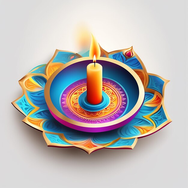 Foto diseño realista de diwali con imágenes de diya ardiendo en un fondo feliz de vacaciones de diwali