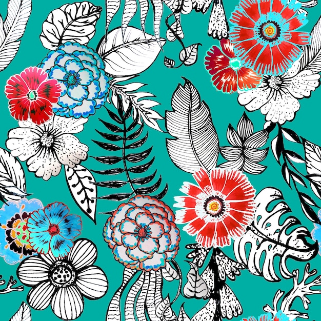 Diseño de relación con patrones florales pintados a mano