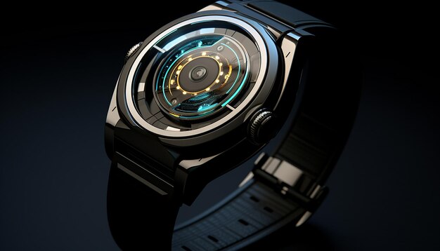 diseño de reloj cuántico futurista renderizado creativo 3d realista