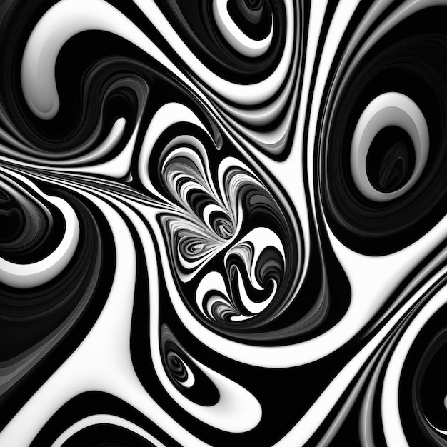 Un diseño de remolino abstracto en blanco y negro con un ai generativo de corazón
