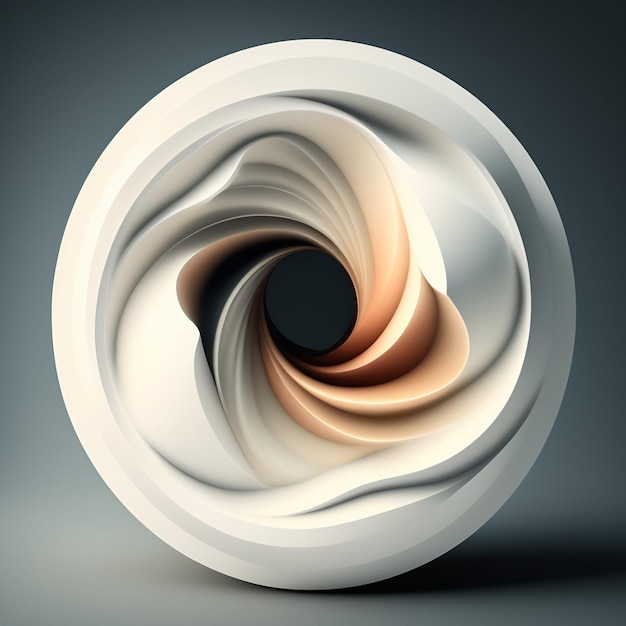 Un diseño de remolino blanco y marrón con un diseño en espiral en el centro.