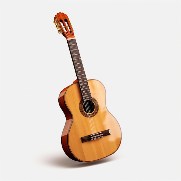 Foto diseño de renderización 3d de guitarra acústica cuerdas clásicas generadas con ai
