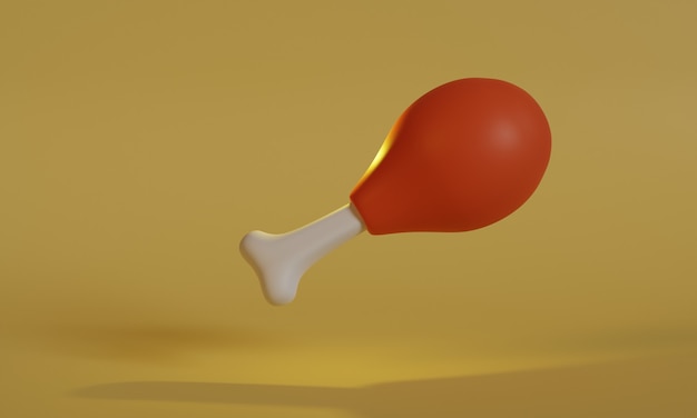 Diseño de renderizado 3d de pollo frito de baja poli