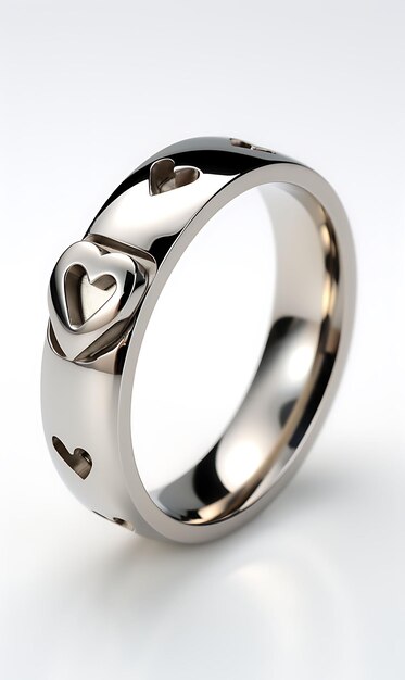 Foto diseño de rompecabezas anillo de corazón anillo de amor rompecabezas de titanio él aislado en el concepto blanco ideas creativas