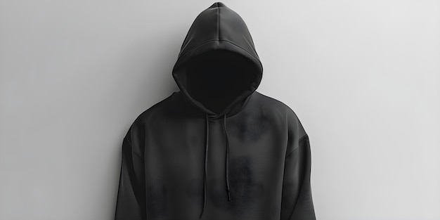 Diseño de ropa de invierno Vitrina Hoodie masculino negro en fondo blanco Concepto Colección de invierno Diseño de moda Hoodie negro para hombres 39s Ropa de fondo blanco