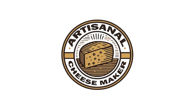 Foto diseño de la rueda de queso del logotipo de la quesería artesanal