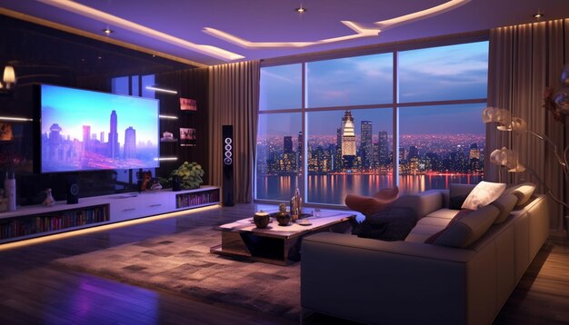 Diseño de la sala de estar de estilo moderno colores de contraste
