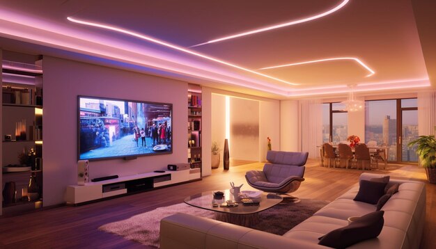 Diseño de la sala de estar de estilo moderno colores de contraste