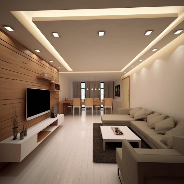 Diseño de la sala de estar estilo moderno colores de contraste