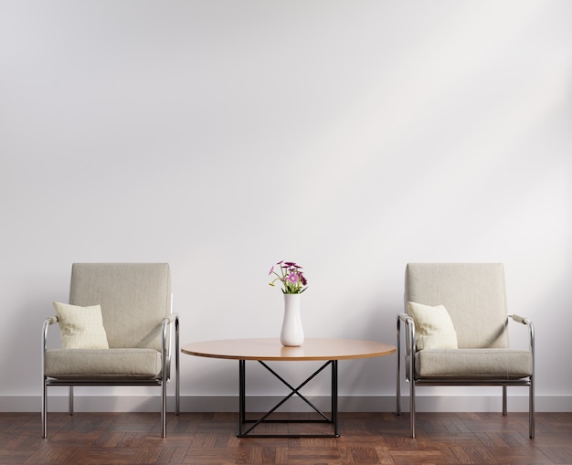 Diseño de sala de estar minimalista con pared vacía