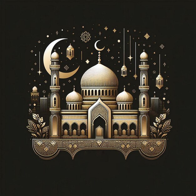 Foto diseño de saludo de ramadán kareem con islami