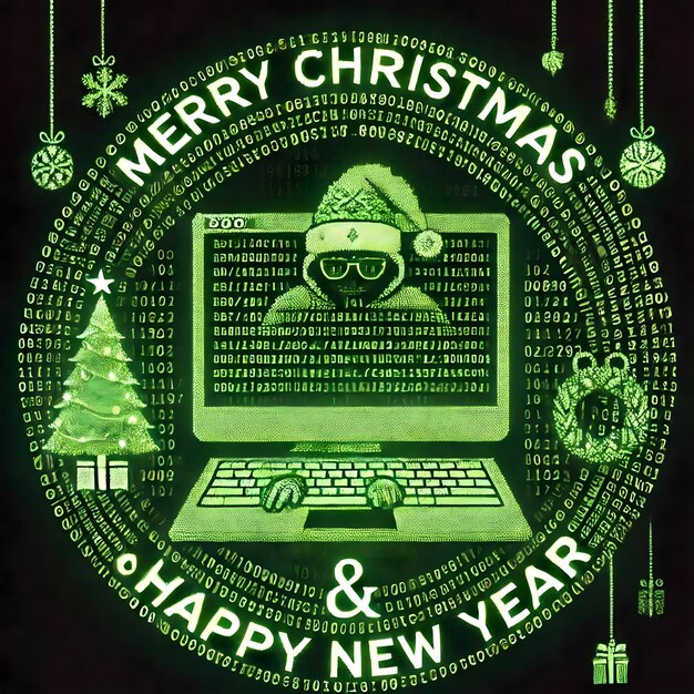 Diseño de saludos de Navidad con código de color verde