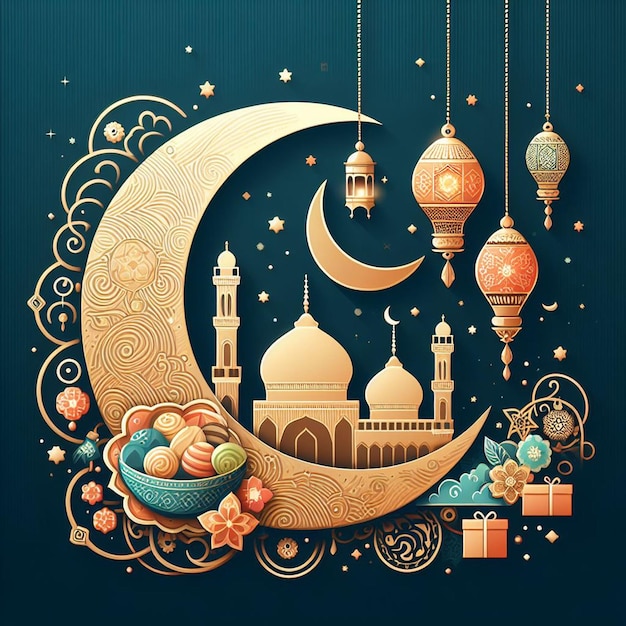 Diseño de saludos para las vacaciones de Eid al-Adha de Bakrid