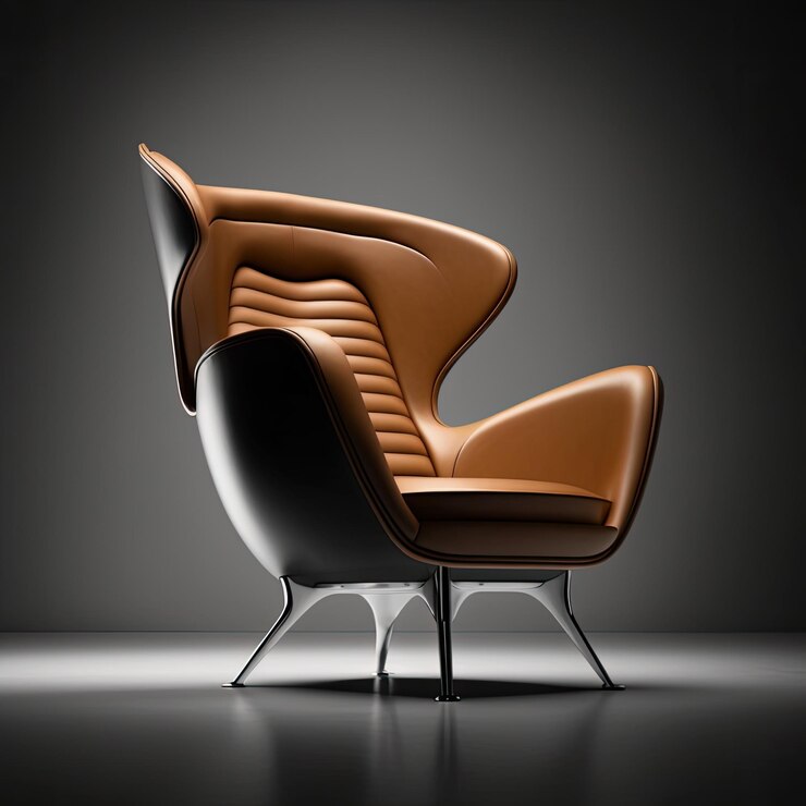 Diseño de silla moderno aislado en un concepto de producto danés de fondo oscuro