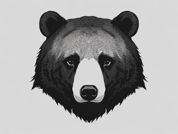 un diseño de silueta de una cara de oso generativo ai