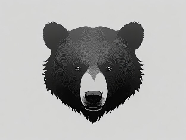 Foto un diseño de silueta de una cara de oso generativo ai