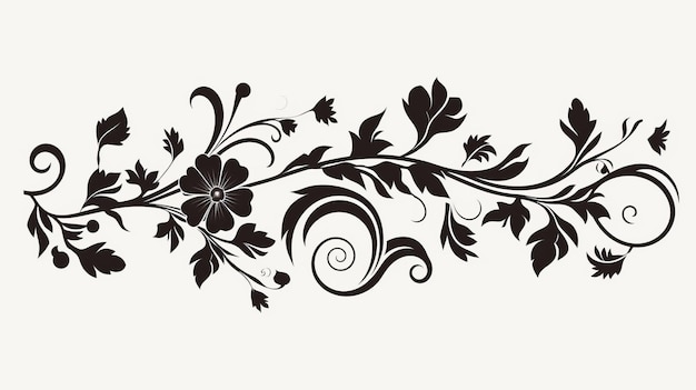 Diseño de silueta floral vintage en blanco y negro