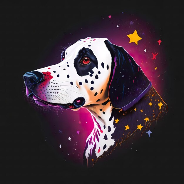 Foto diseño de silueta perros adorables con relámpagos eléctricos coloridos estilo vectorial logotipo de camiseta